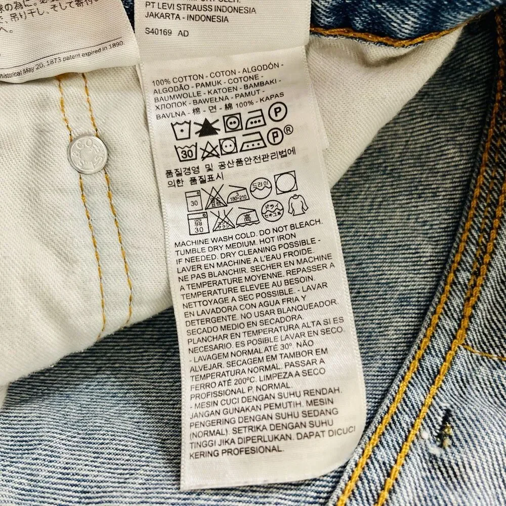 Levi's 505 Jeans Men's 38 X 32 Regular Fit Straight Leg Dark Stonewash Blue READ